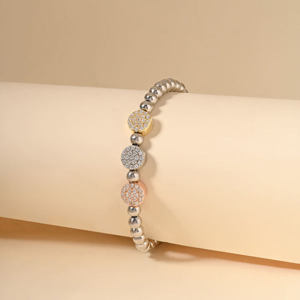 Beaded Multicolour CZ Silver Bracelet