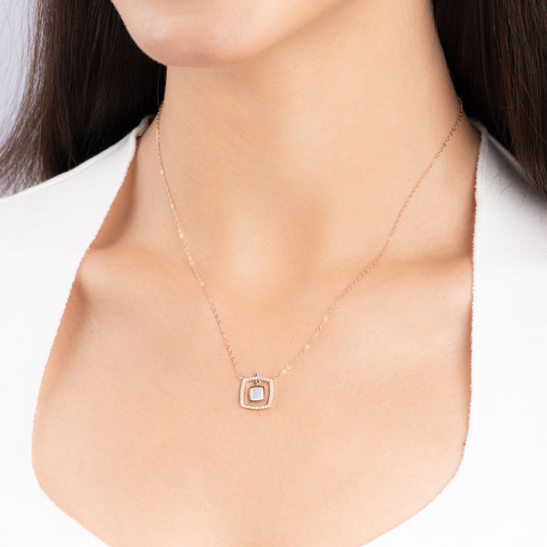 Square frame pendant necklace