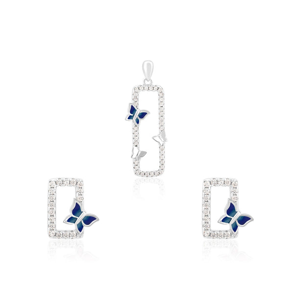 CZ Butterfly Pendant Set
