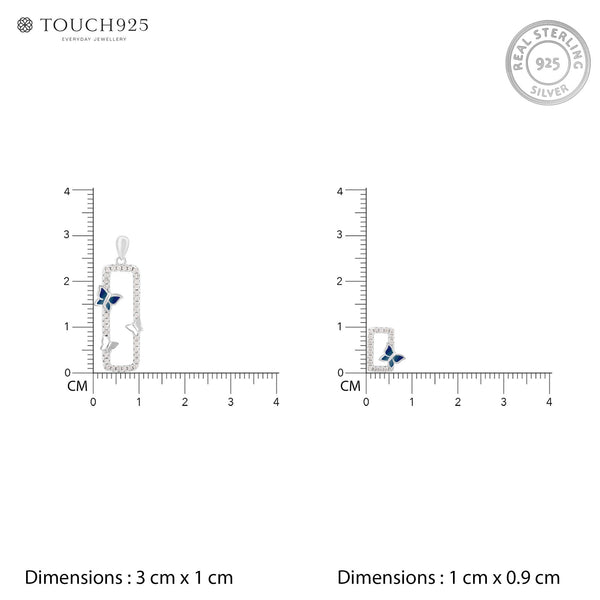 CZ Butterfly Pendant Set