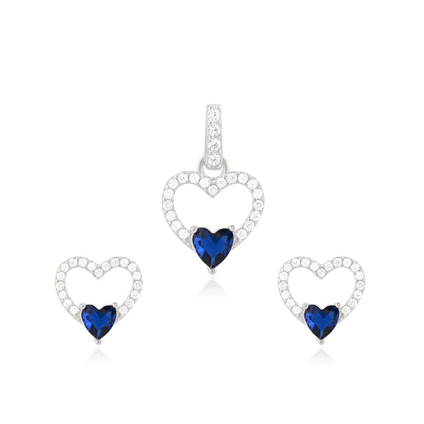 Heart CZ Pendant Set