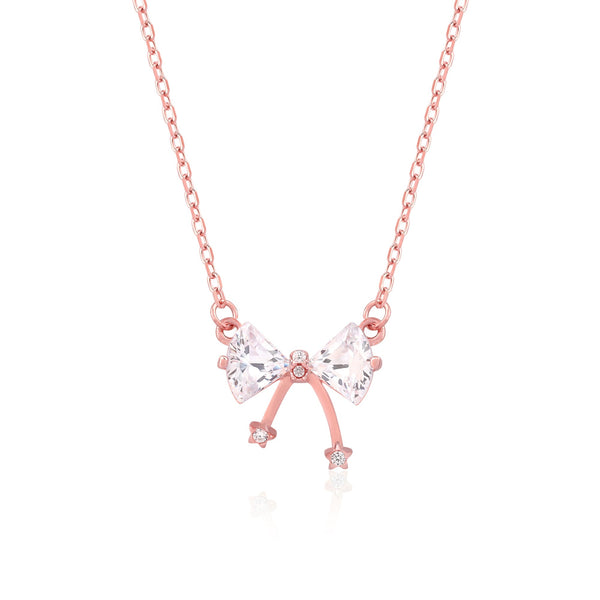 CZ Bow Silver Necklace
