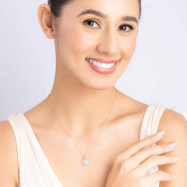 CZ Floral Pendant Necklace