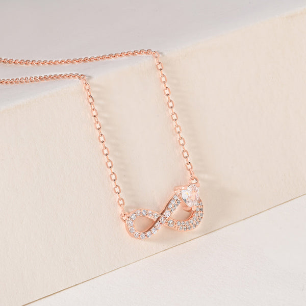 Infinity Pendant Necklace with CZ Stones