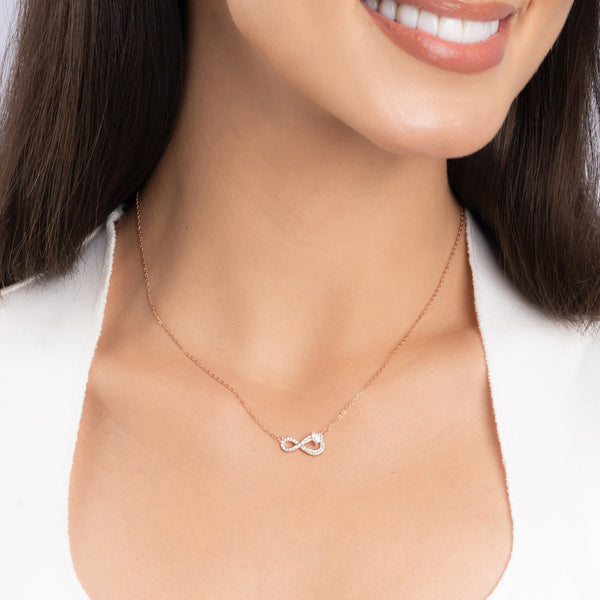 Infinity Pendant Necklace with CZ Stones