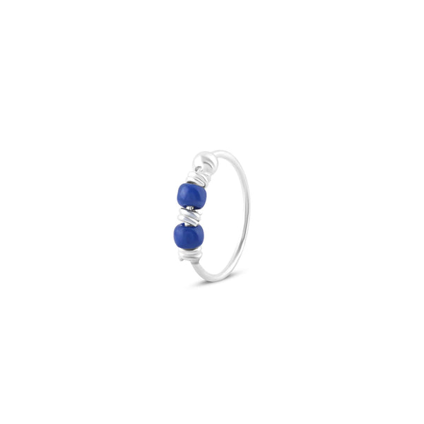Small Blue Bead Nose Ring