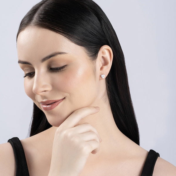 Embraced Heart Silver Studs