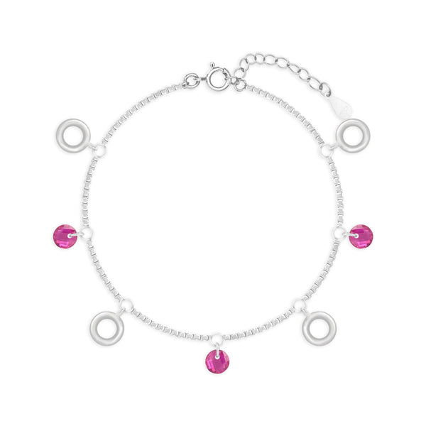 Pink Bead and Circle Charm Bracelet