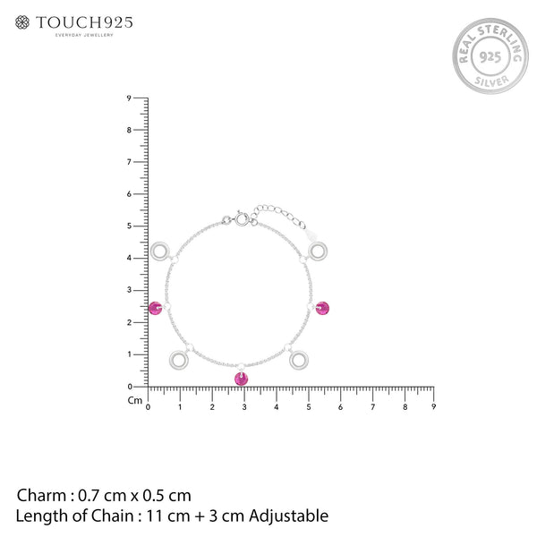 Pink Bead and Circle Charm Bracelet