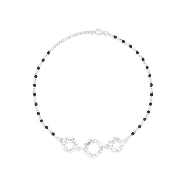 Three-Stone Black Beads Bracelet