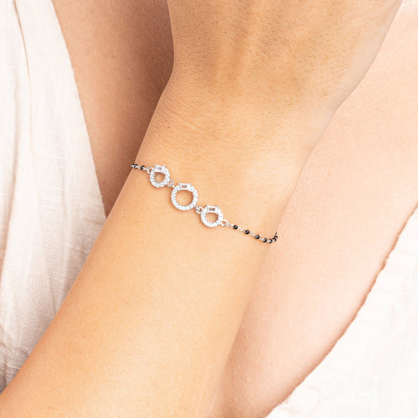 Three-Stone Black Beads Bracelet