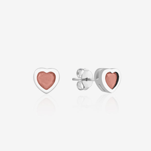 Pure Silver Heart Stud Earrings