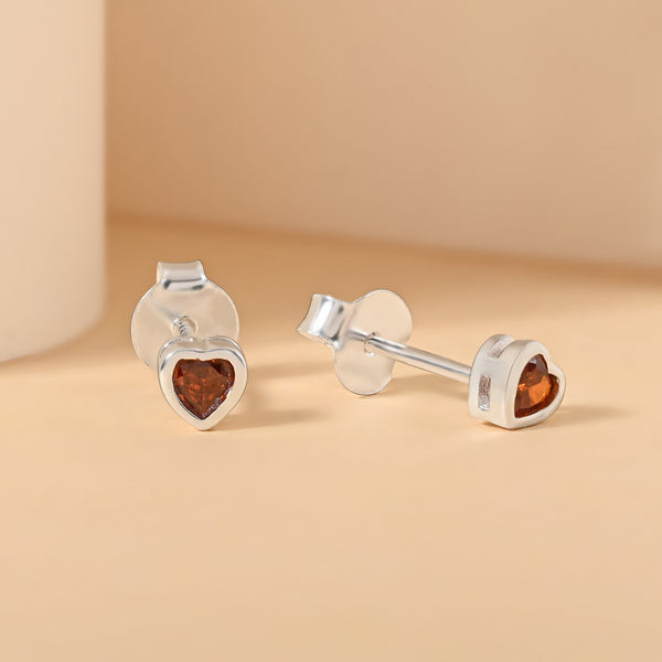 Pure Silver Heart Stud Earrings