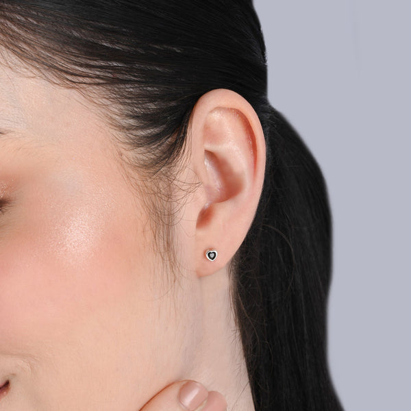 Pure Silver Heart Stud Earrings