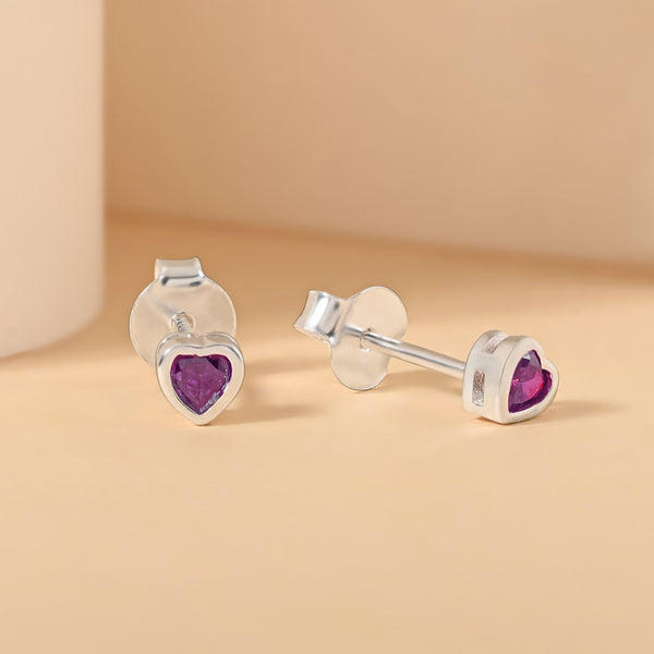 Pure Silver Heart Stud Earrings