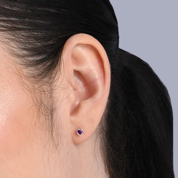 Pure Silver Heart Stud Earrings