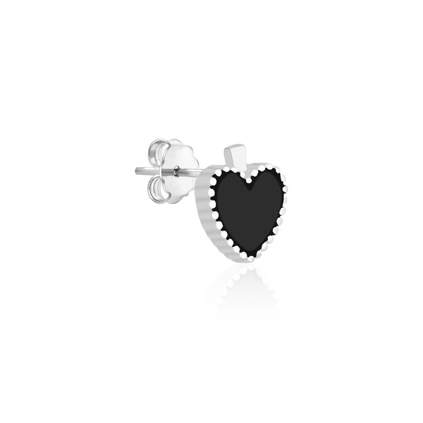 Beaded Edge Heart Stud Earrings