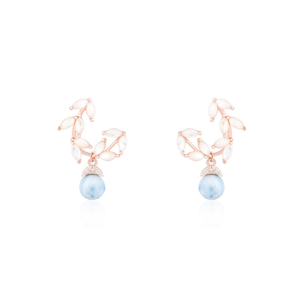 Pearl Beads Leaf Earring