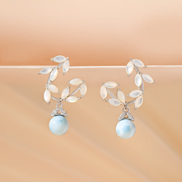 Pearl Beads Leaf Earring