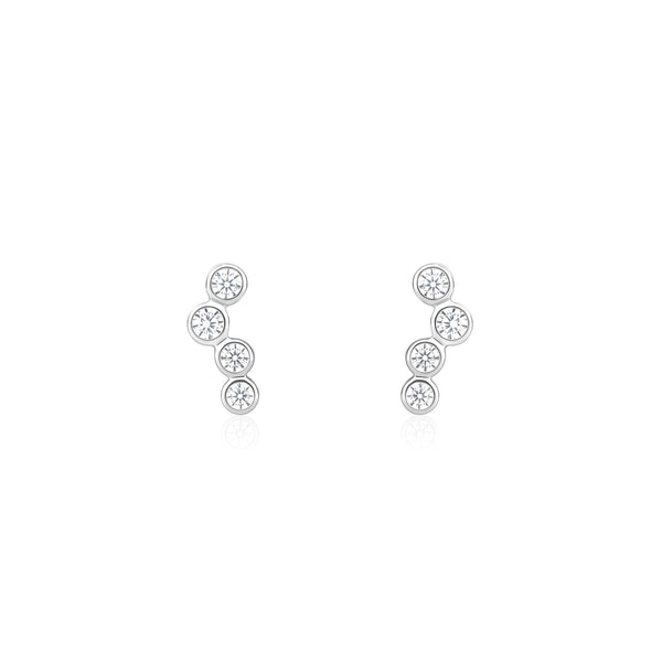 Triple Bezel Set Stud Earrings