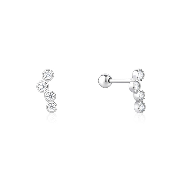 Triple Bezel Set Stud Earrings