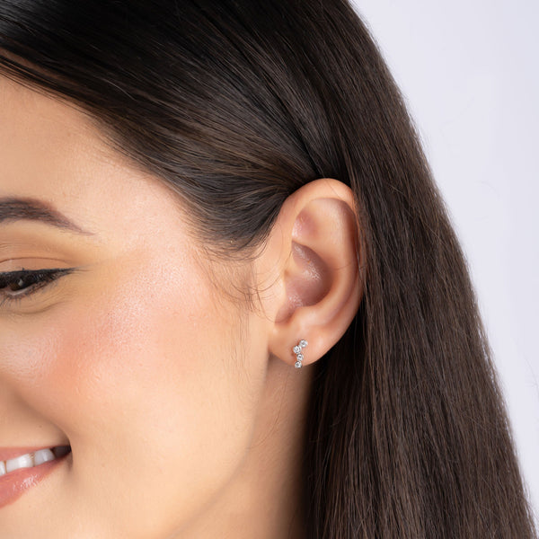 Triple Bezel Set Stud Earrings