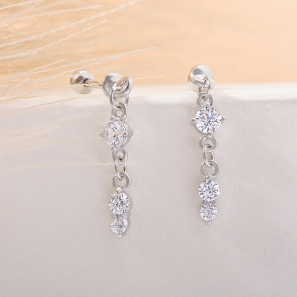 Triple Stone Dangler Earrings