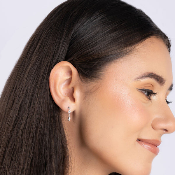 Triple Stone Dangler Earrings