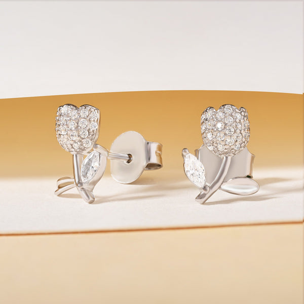 Floral Studs CZ Earrings