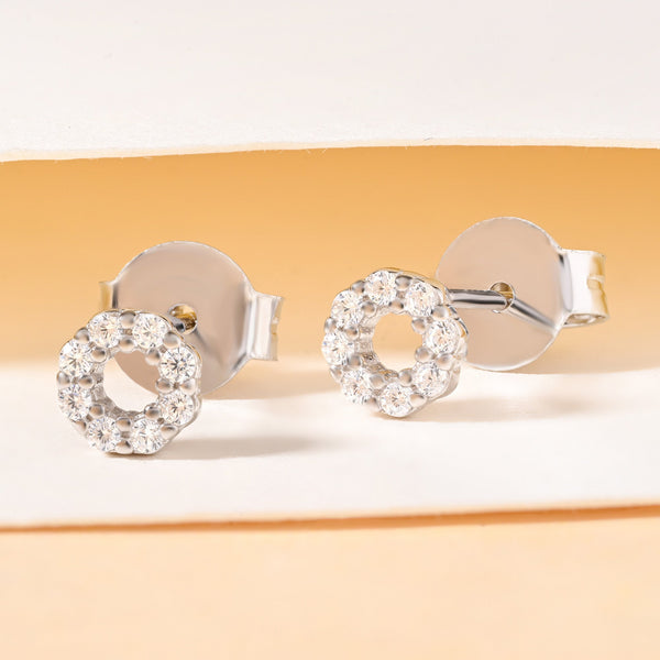 CZ Circle Stud Earrings