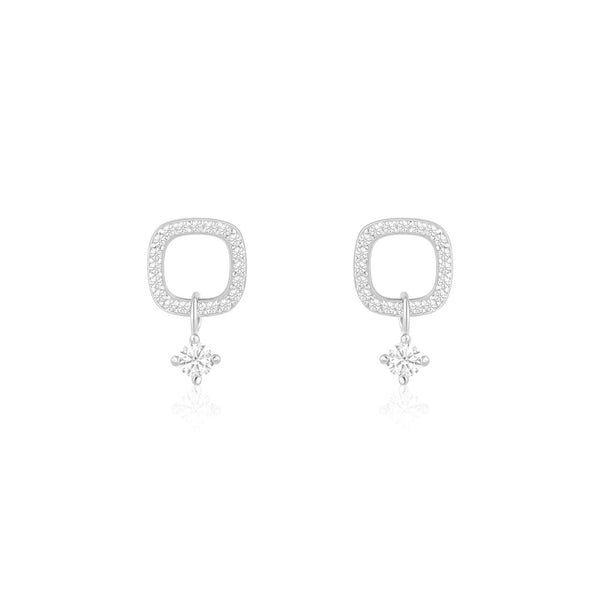 CZ Drop Charm Stud Earrings