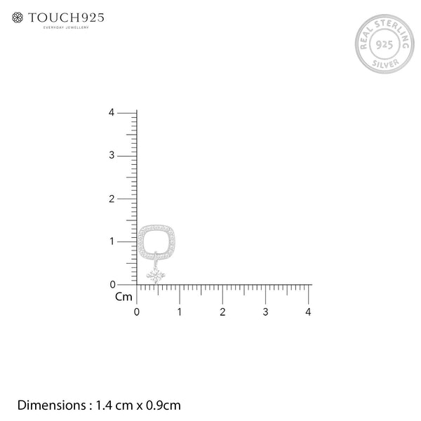 CZ Drop Charm Stud Earrings