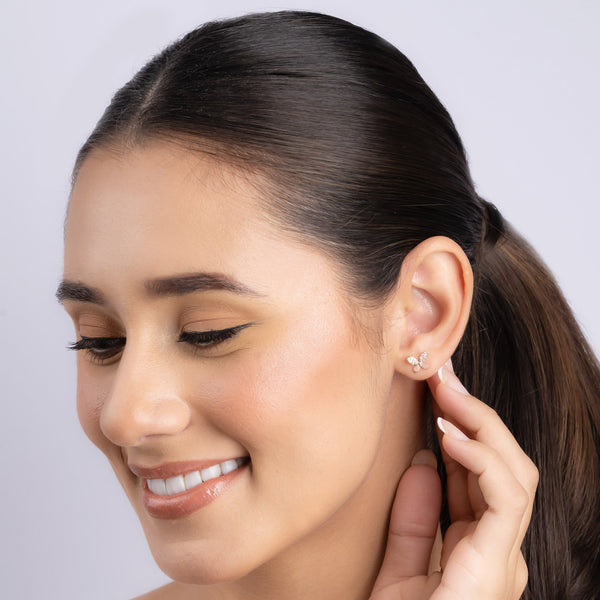 Bow Tie Stud CZ Earrings