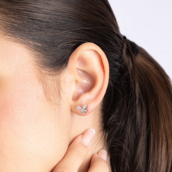 Bow Tie Stud CZ Earrings