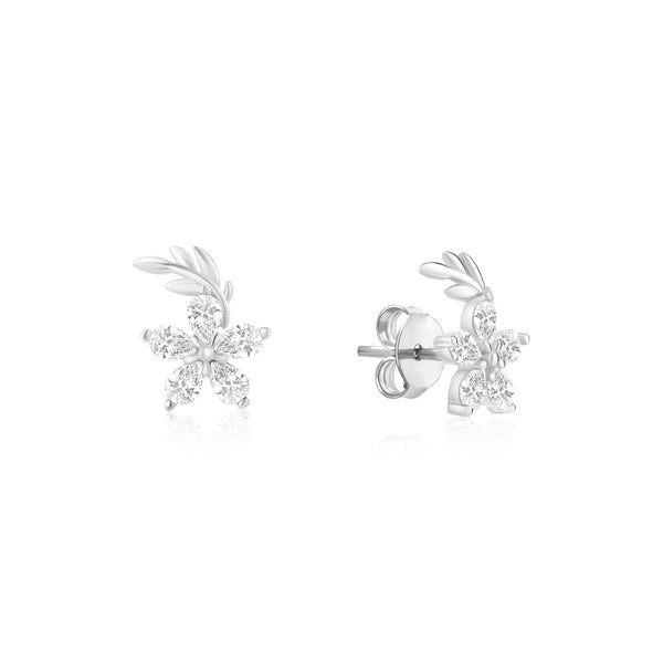Floral CZ Stud Earrings