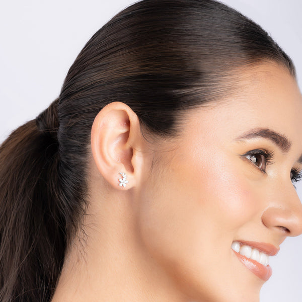 Floral CZ Stud Earrings