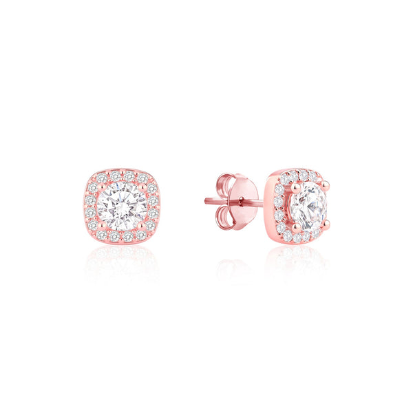 Halo CZ Stud Earrings