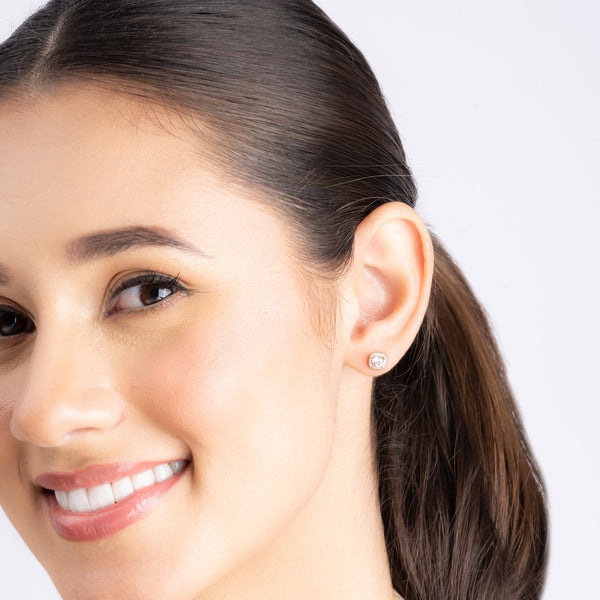 Halo CZ Stud Earrings