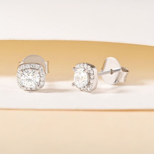 Halo CZ Stud Earrings