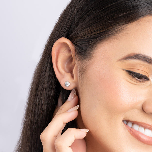 Halo CZ Stud Earrings