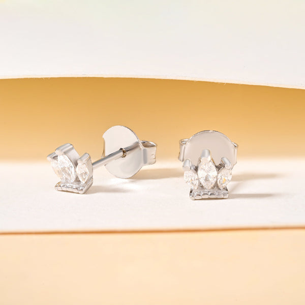 Triple Marquise Crown Stud Earrings