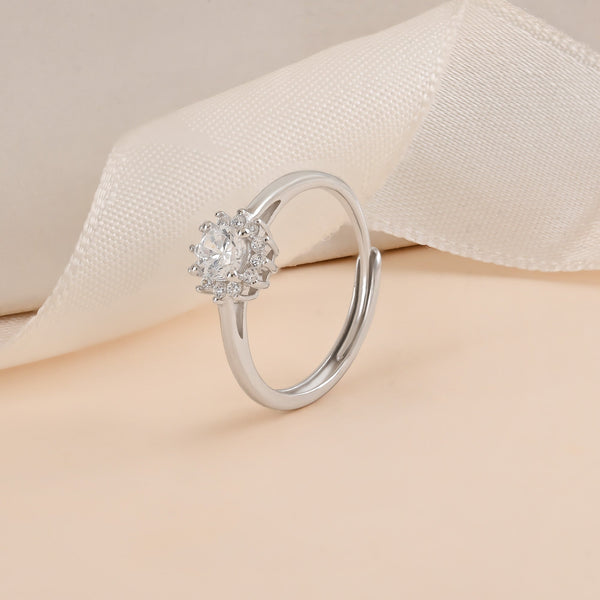 Floral Halo CZ Ring