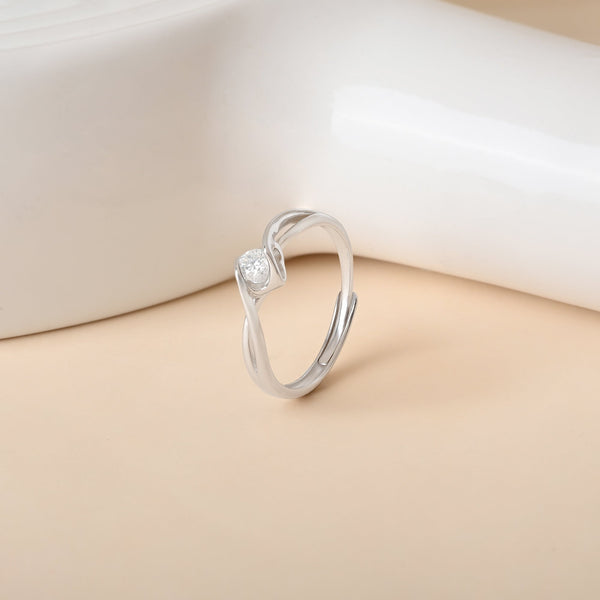 Solitaire Embrace Silver Ring