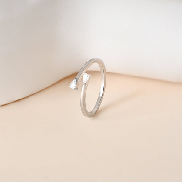 Teardrop Stone Silver Ring