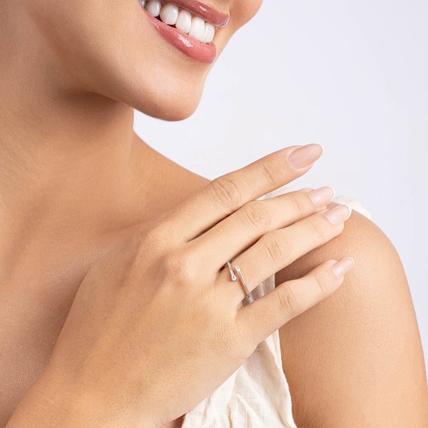 Teardrop Stone Silver Ring