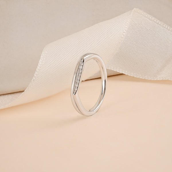 Row-Set Silver Band Ring