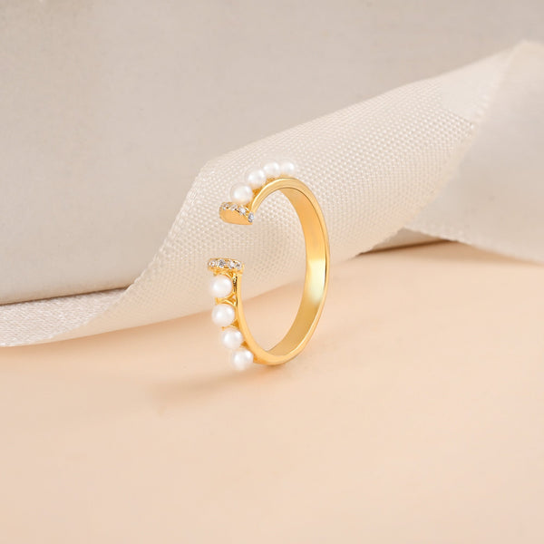 Pearl Crown Open Ring