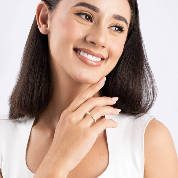 Pearl Crown Open Ring