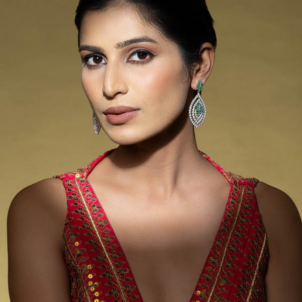 Layered CZ Motif Earrings