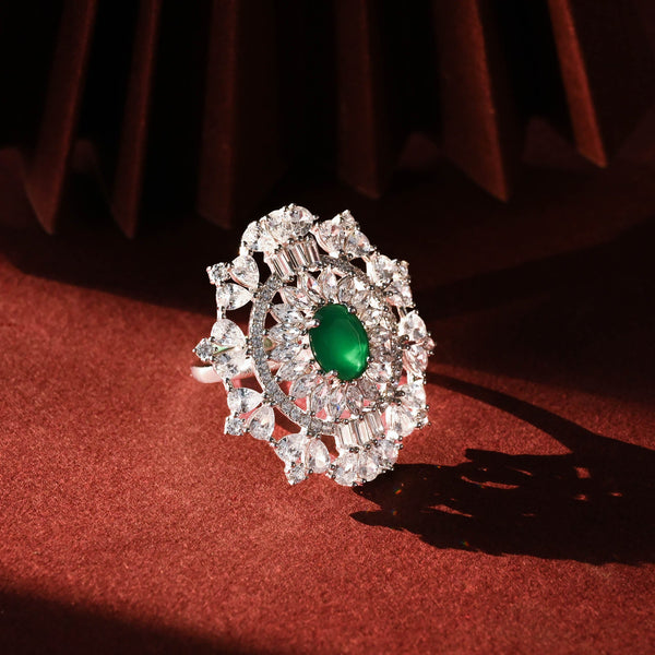 Emerald Sparkle Statement Ring
